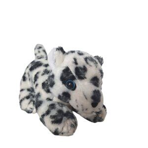 White Black Gray Snow Leopard Talking Spotted Plush Stuffed Animal 7.25"